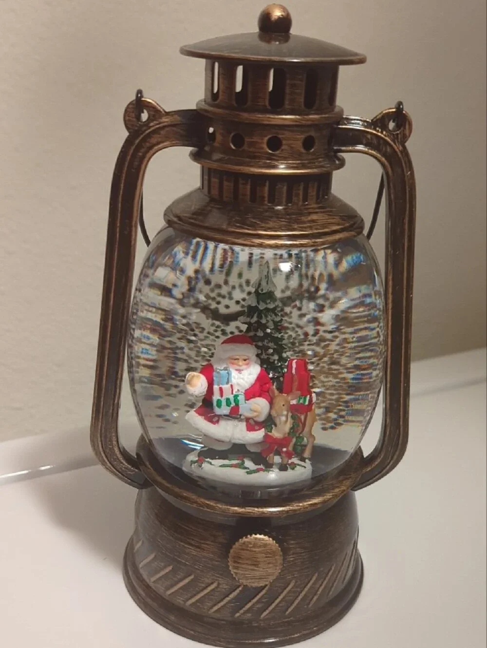 Bronze Musical Snow Globe Lantern - Bronze